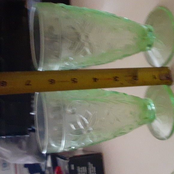 Set of 4 Vintage Indiana tiara footed ice tea glasses,light jade green color - Picture 5 of 7